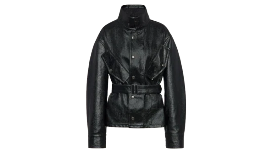 Belted Laminated Cotton Jacket - Black