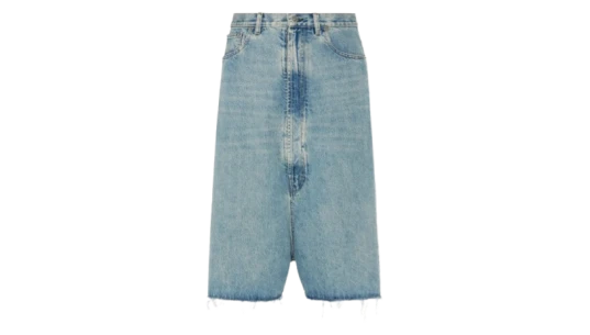 Dropped-Rise Denim Shorts - Blue