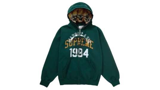 MM6 Zip Up Hooded Sweatshirt - Dark Green
