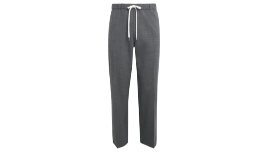 Drawstring Straight Tailored Trousers - Grey