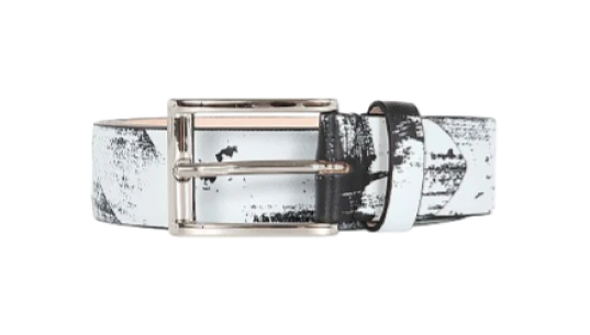 Adjustable Leather Belt - Black/White
