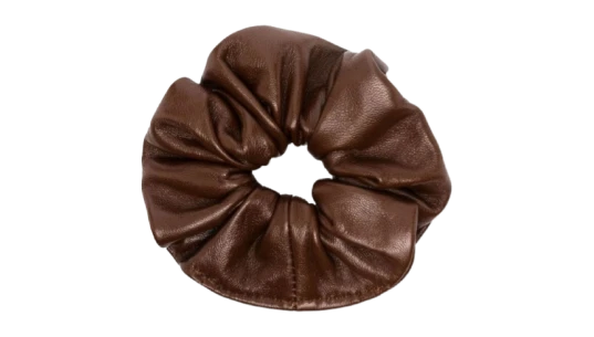 Leather Hair Scrunchie - Brown