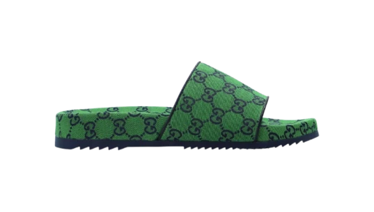 GG Canvas Slide Sandal - Green Monogram