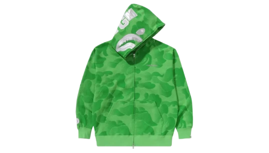 Ink Camo Shark Zip Hoodie - Green