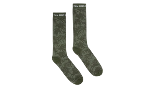 The Palm Ribbed Socks - Green/Off-White