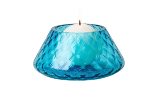 Lele Aquamarine Textured Candle Holder - Aquamarine