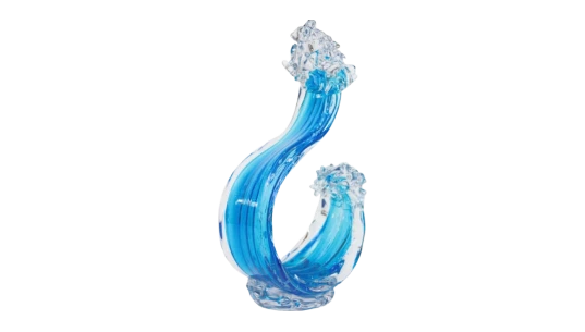 Blue Ocean Wave Glass Sculpture - Blue/Clear