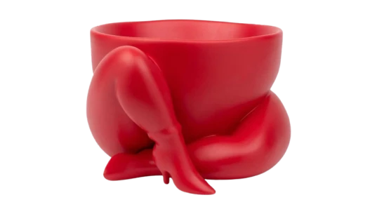 A High Heeled Two Legged Planter - Red
