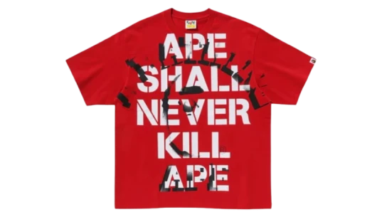 Spray Print College Relaxed Fit Tee - Red