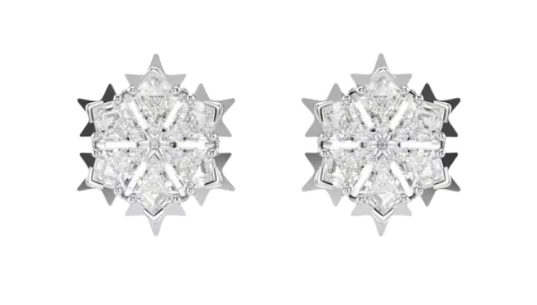 Magic Stud Earrings Snowflake - White/Rhodium Plated