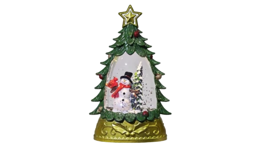 Glittering Snowman Small Christmas Tree Snow Globe