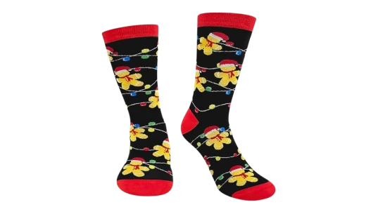 Cute Gingerbread Man Christmas Socks - Multicolor