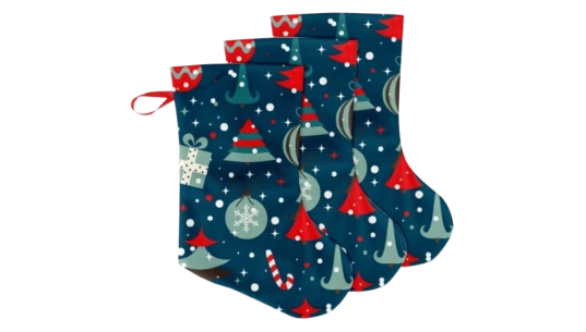Christmas Stocking Set Of 3 - Red/Blue/Green/White