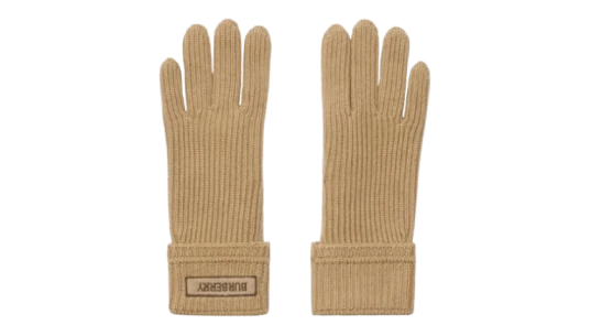 Logo-Patch Wool Gloves - Beige