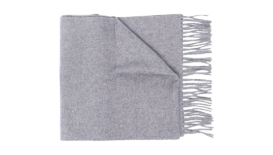 Logo-Embroidered Wool Scarf - Gray