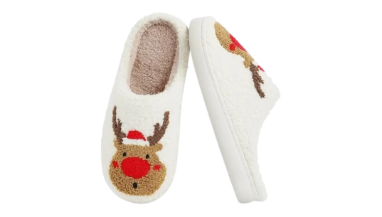 Christmas Reindeer Slippers - White