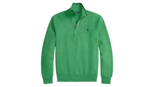 Quarter-Zip Cotton Sweater - Green