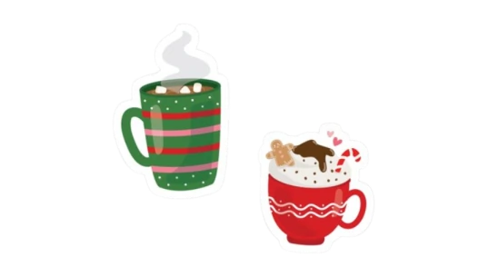 Christmas Hot Cocoa & Coffee Cups Sticker