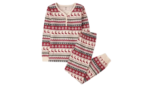 Holiday Print Pajama Set - White/Red/Green