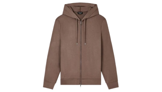 Zip-Up Drawstring Hoodie - Brown