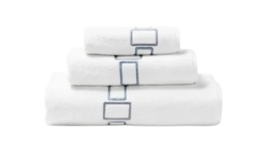 Terry Towels Bicolor Embroidery Set - White