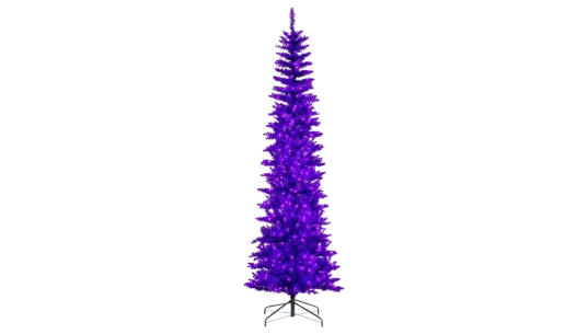 Pencil Artificial Pre-Lit Christmas Tree - Purple