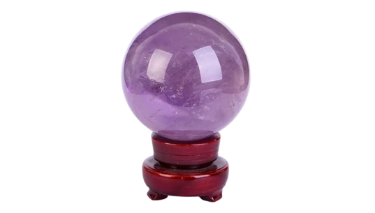 Crystal Ball On Wooden Stand - Purple