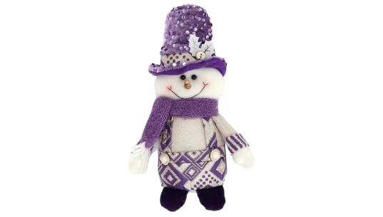 Christmas Standing Plush Snowman - Purple/White