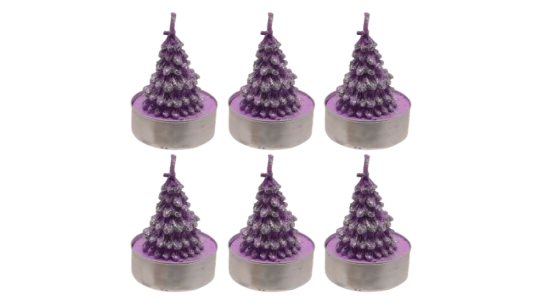 Christmas Tree Candle Tea Lights Set Of 6 - Purple