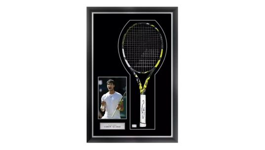 Signed & Framed Black Babolat Pure Aero Tennis Racket - Yellow