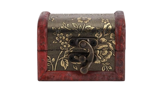 Vintage Wooden Treasure Chest - Multicolor