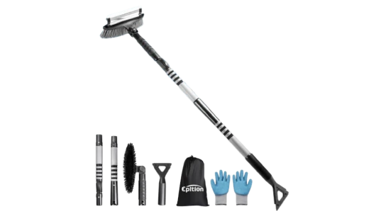 72" Extendable Long Snow Brush With Ice Scraper - Black/Grey