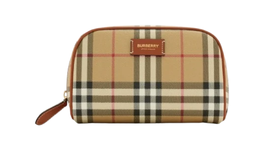 Small Check Travel Pouch - Archive Beige