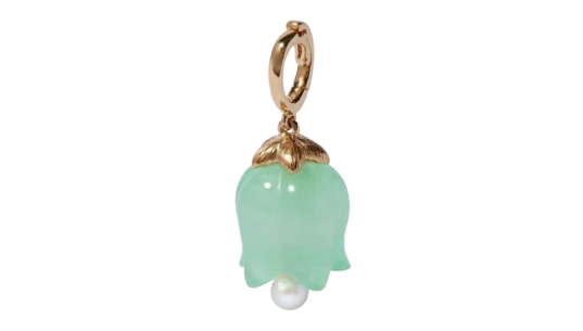 Yellow Gold and Jade Tulip Charm - Yellow Gold