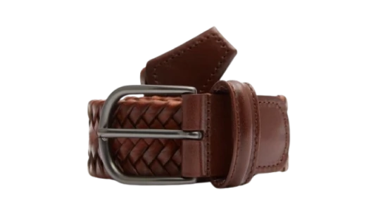 Woven Leather Belt - Brown