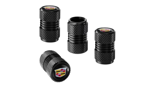Tire Valve Stem Caps For Cadillac 4 Pcs - Black