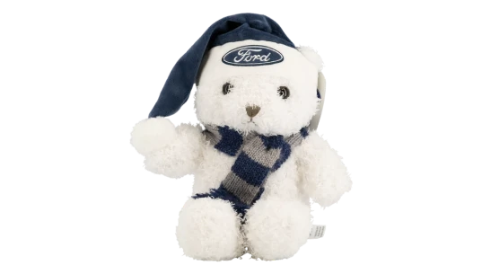 Holiday Plush Bear with Santa Hat - White/Blue