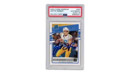 Justin Herbert Signed Rookie Card RC #303 PSA GEM MT 10 AUTO