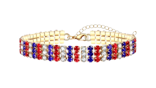 Rhinestone USA Patriotic Tennis Bracelet - Red/White/Blue 