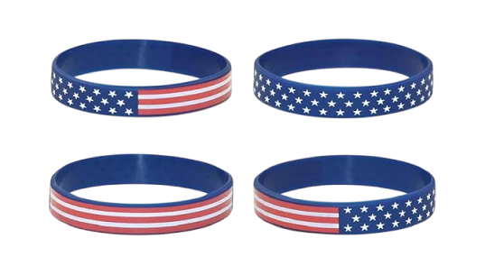 American Flag Silicone Stretchable Bracelet 4 Pack
