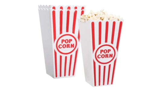 Plastic Striped Classic Popcorn Containers - Red/White