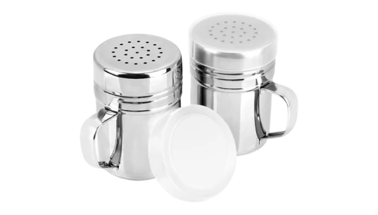 2Pcs Stainless Steel Salt & Pepper Dredge Shakers