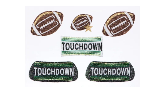 Football and Touchdown Glitter Body Decals