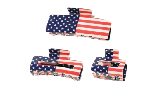 USA Patriotic American Flag Hair Claw Set Of 3