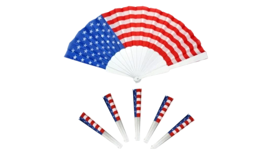 USA Flag Hand Fans Folding Fabric 6Pcs