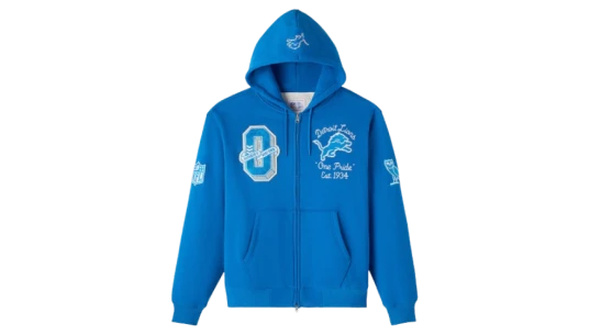 Full-Zip Waffle-Lined Hoodie - Blue