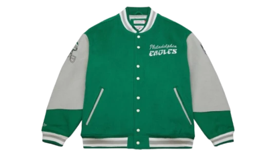 90's Varsity Jacket - Green/Gray/White