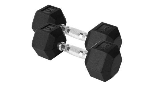 Chrome/Rubber Grip Encased Hex Dumbbells 13,6kg Pair