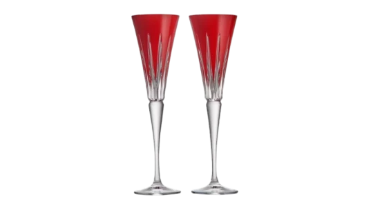 Crystal Firework Flutes Set Of 2 175ml - Red/Clear