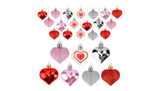 Heart Ornaments for Valentines Day Decorations 30 Pcs
